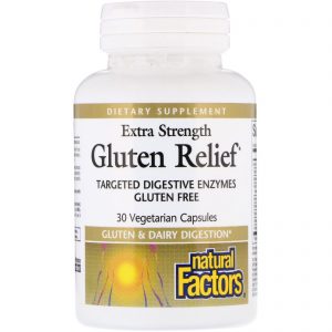 Comprar Natural Factors, Gluten Relief Extraforte, 30 Cápsulas Vegetarianas