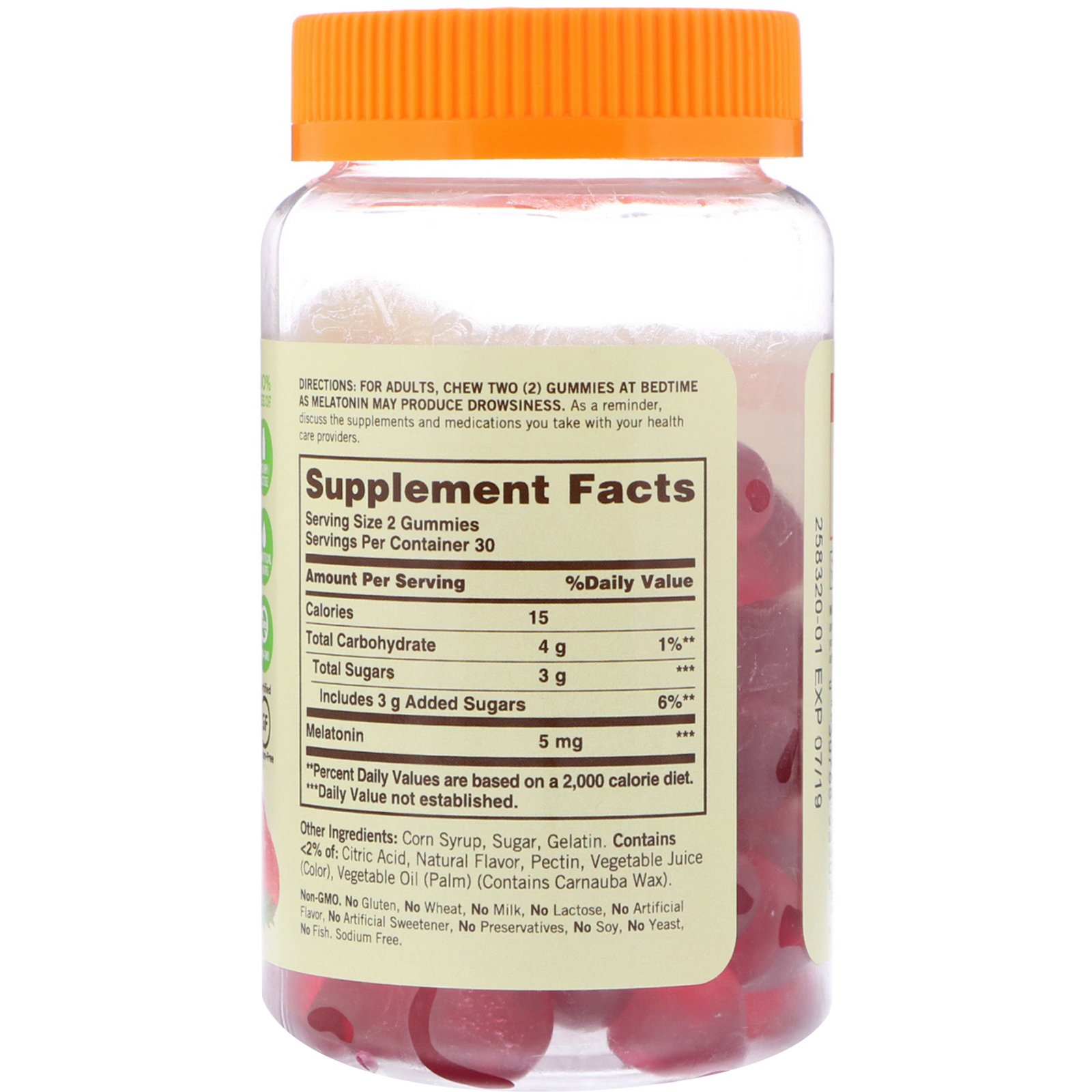 Comprar Sundown Naturals, Balas de Goma de Melatonina, Sabor de Morango, 5 mg, 60 Balas - Imagem 2
