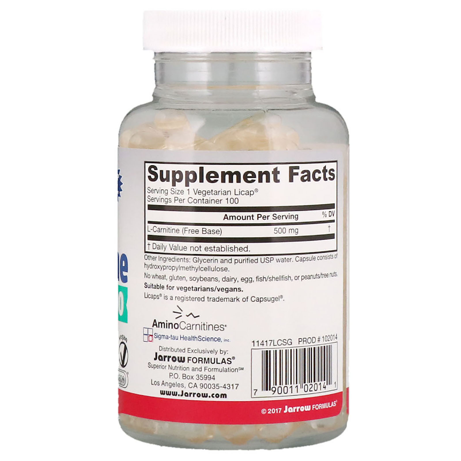 Comprar Jarrow Formulas, L-Carnitine 500, 500 mg, 100 Veggie Licaps - Imagem 2