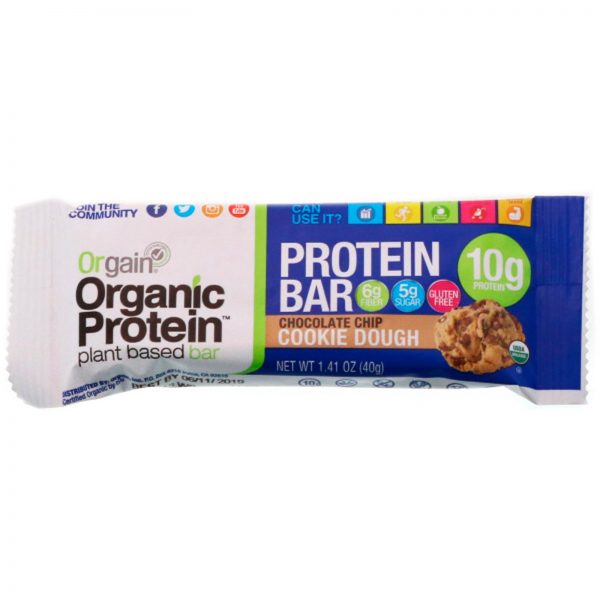 Comprar Orgain, Barra de Proteínas Orgânicas à Base de Plantas, Massa de Biscoito com Pedaços de Chocolate, 12 Barras, 40 g (1,41 oz) Cada - Imagem 4