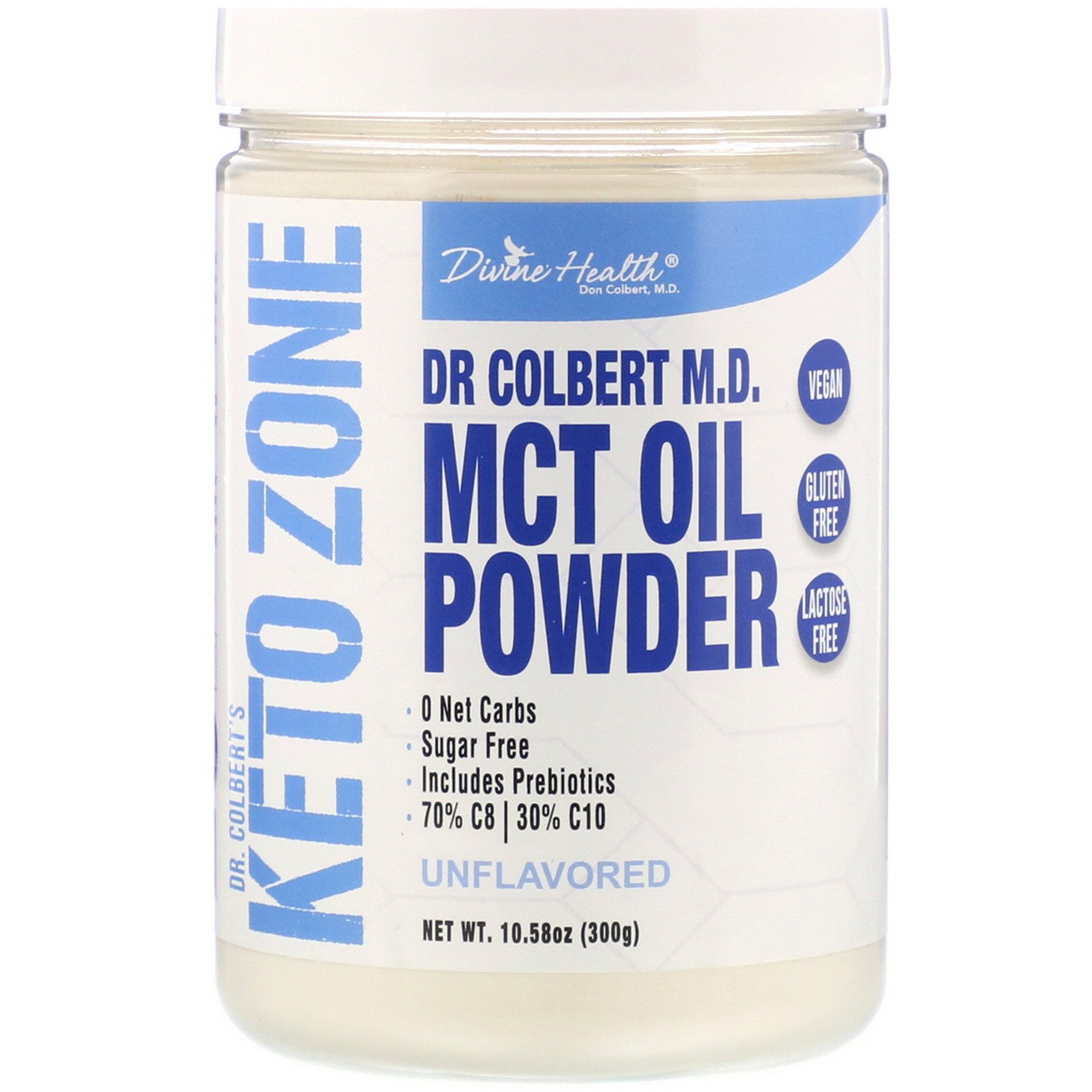 Comprar Divine Health, Dr. Colbert's Keto Zone, Óleo TCM em Pó, Sem Sabor, 300 g (10,58 oz)