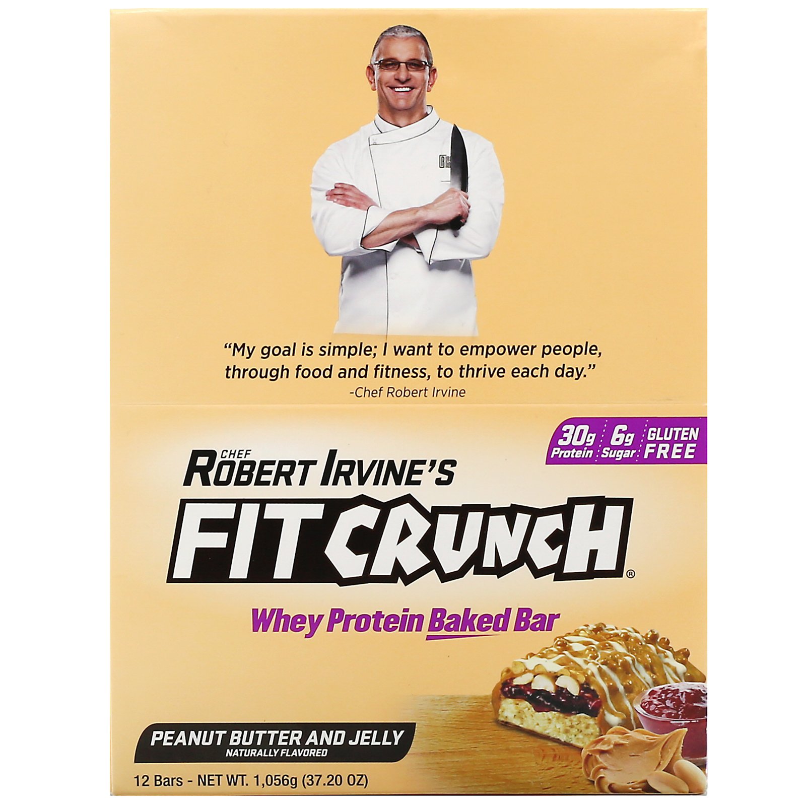 Comprar FITCRUNCH, Barra de Proteína do Soro de Leite (Whey), Manteiga de Amendoim e Gelatina, 12 Barras, 88 g (3,10 oz) Cada - Imagem 2