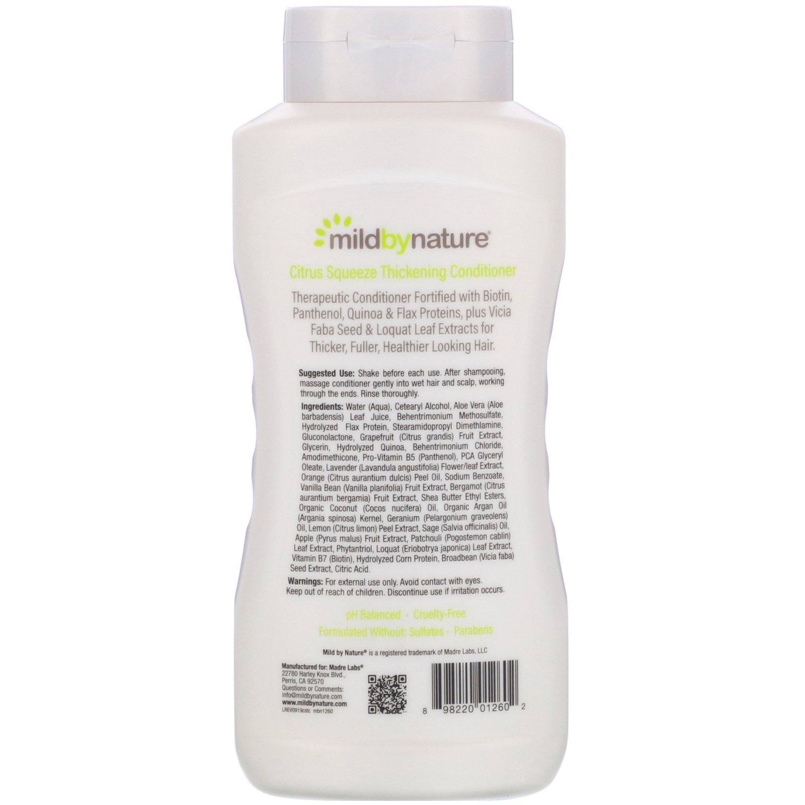 Comprar Mild By Nature, Condicionador Espessante Complexo B + Biotina da Madre Labs, Sem Sulfatos, Toque Cítrico, 414 ml (14 fl oz) - Imagem 2