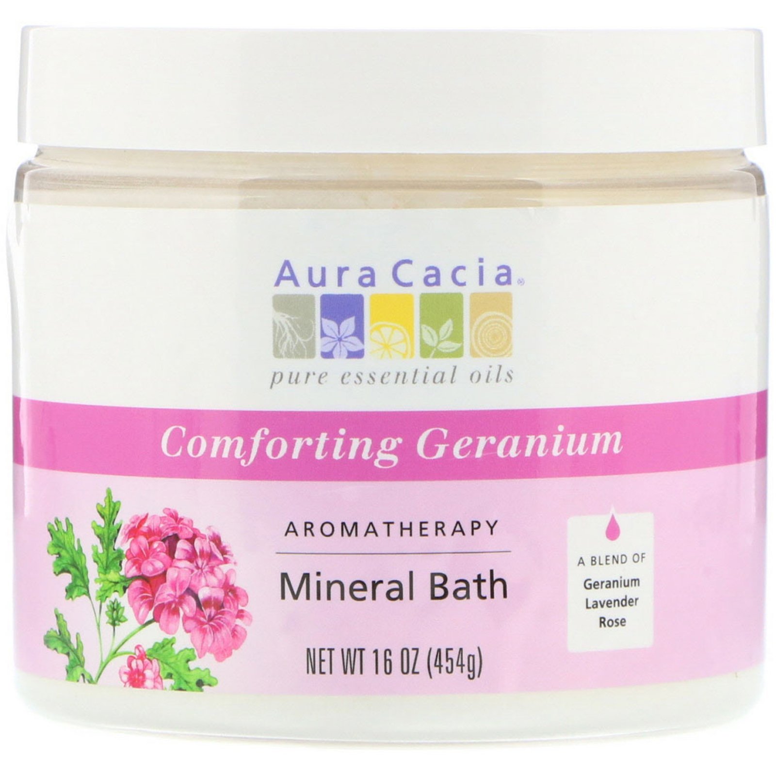Comprar Aura Cacia, Banho Mineral de Aromaterapia, Gerânio Reconfortante, 16 oz (454 g)