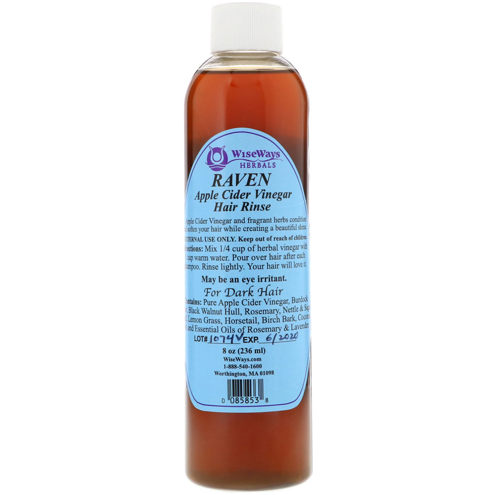 Comprar WiseWays Herbals, Raven, Vinagre de Sidra para Lavar o Cabelo, Para Cabelos Escuros, 8 oz (236 ml) - Imagem 2
