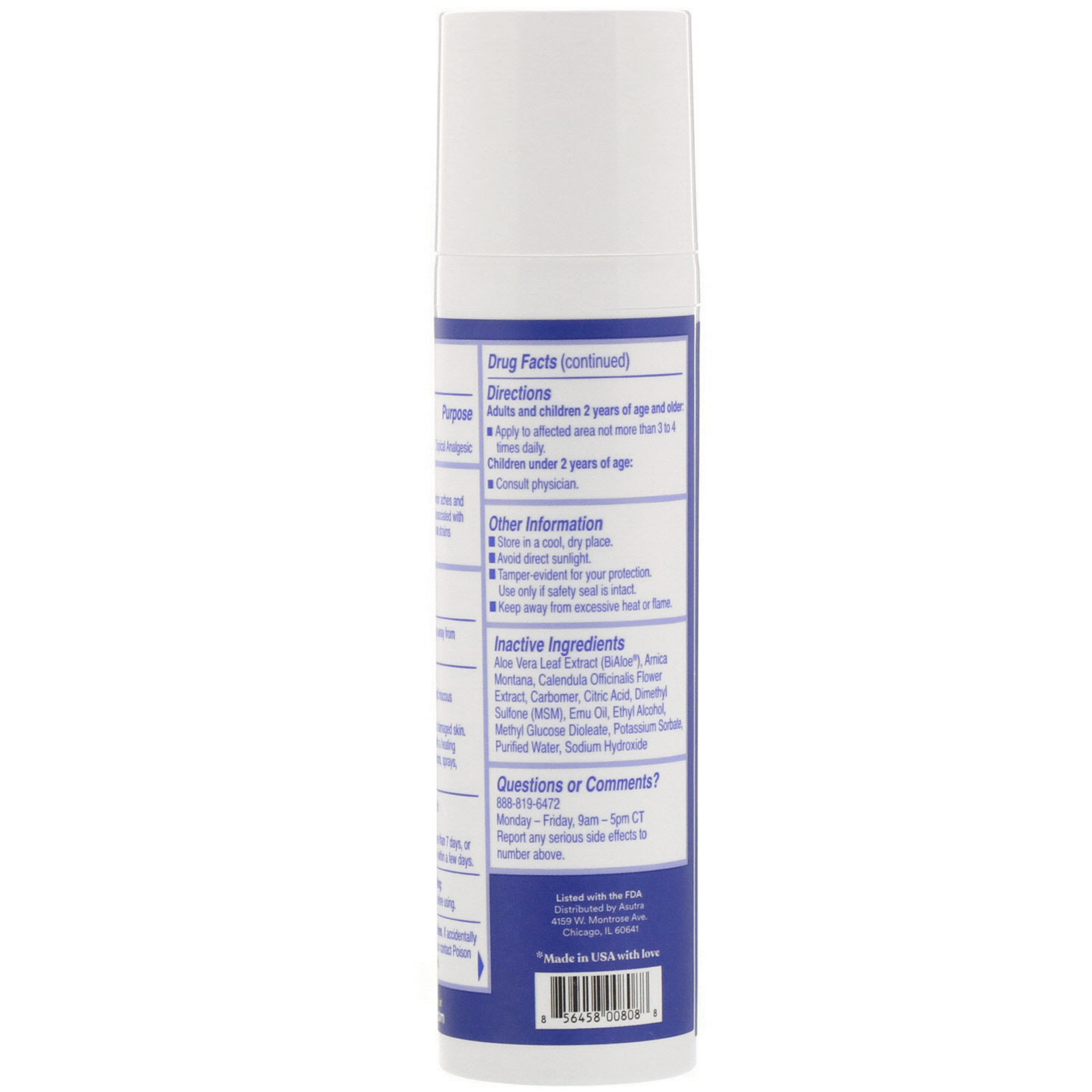 Comprar Asutra, Ease Your Pain, Temporary Pain Relief Cream, 3 oz (85 g) - Imagem 3