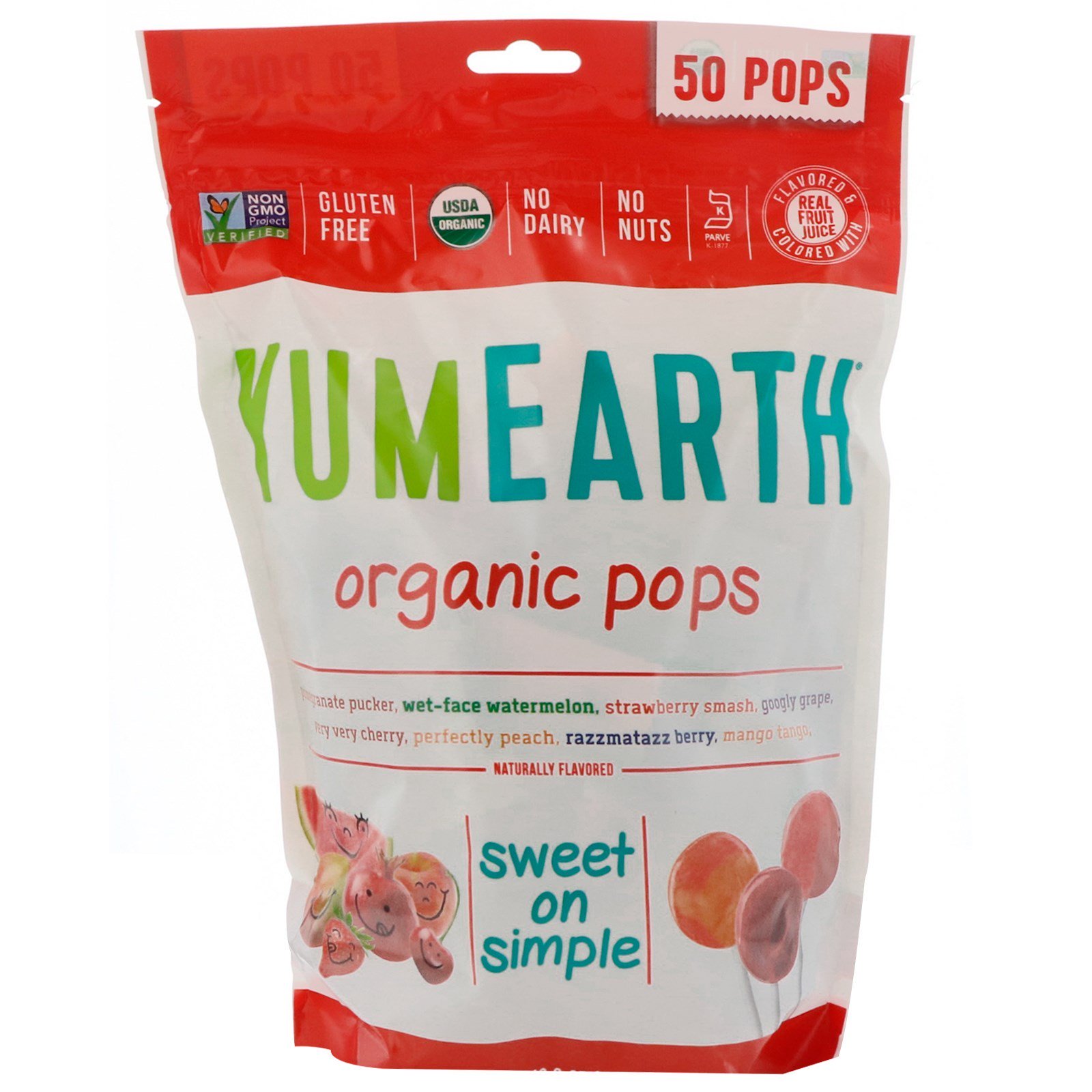 Comprar YumEarth, Pirulitos Orgânicos, Sabores Variados, 50 Pirulitos, 348,7 g (12,3 oz)