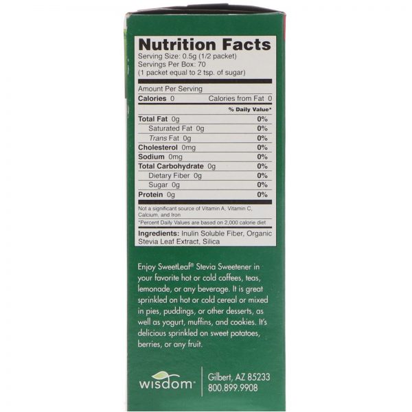 Comprar Wisdom Natural, SweetLeaf, Adoçante Natural de Estévia, 35 Sachês, 1.25 oz - Imagem 4