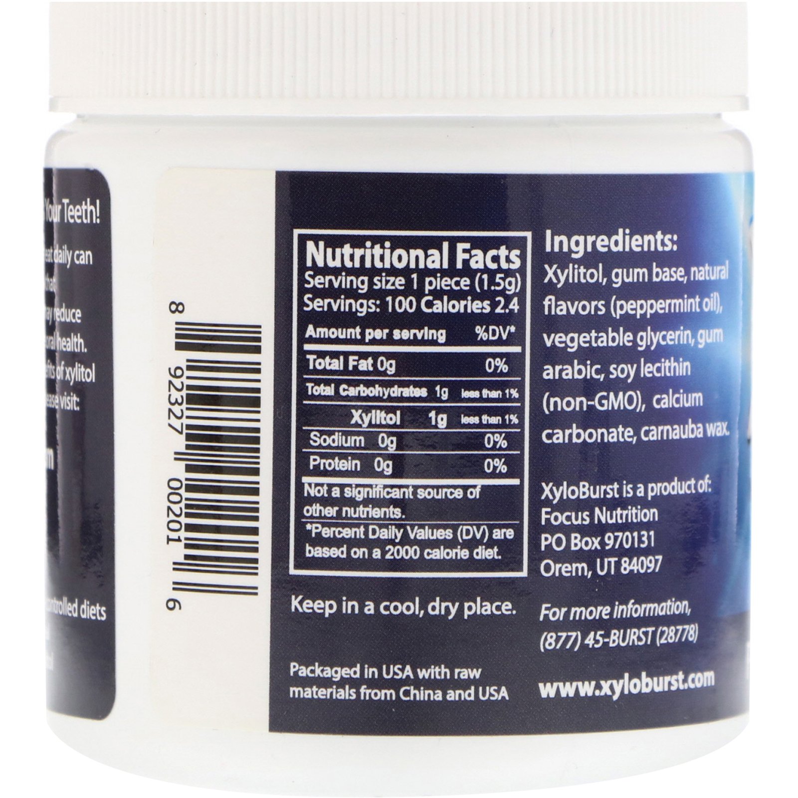 Comprar Xyloburst, Goma de Mascar com Xilitol, Hortelã, 5,29 oz (150 g), 100 Gomas - Imagem 2