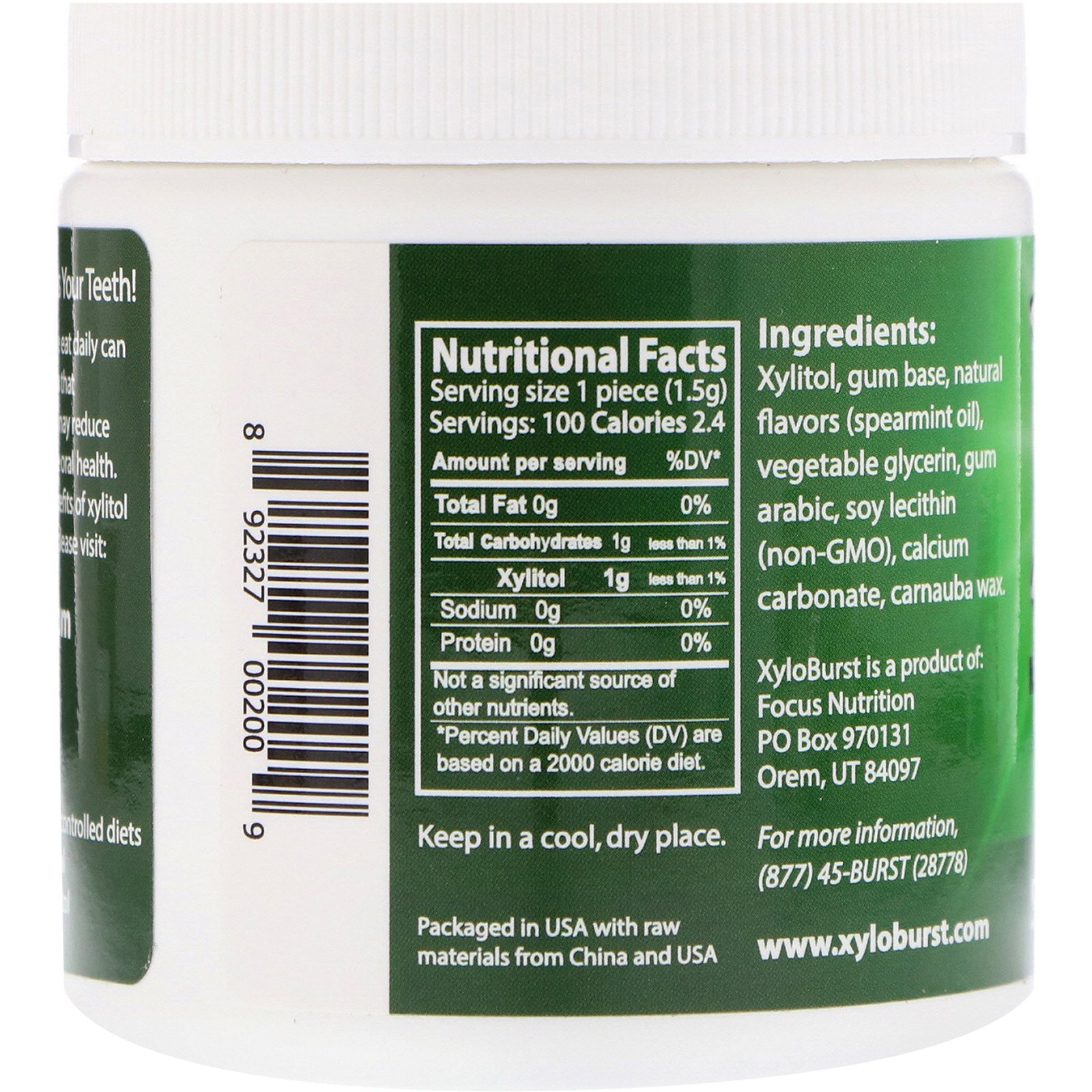 Comprar Xyloburst, Goma Comestível Xilitol, Hortelã, 5,29 oz (150 g), 100 peças - Imagem 2