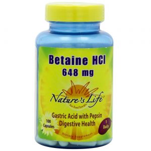 Comprar Nature's Life HCl betaína 648 mg 100 Cápsulas