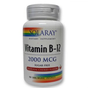 Comprar Solaray, Vitamina B-12 2000 mcg - Cereja - 90 Pastilhas