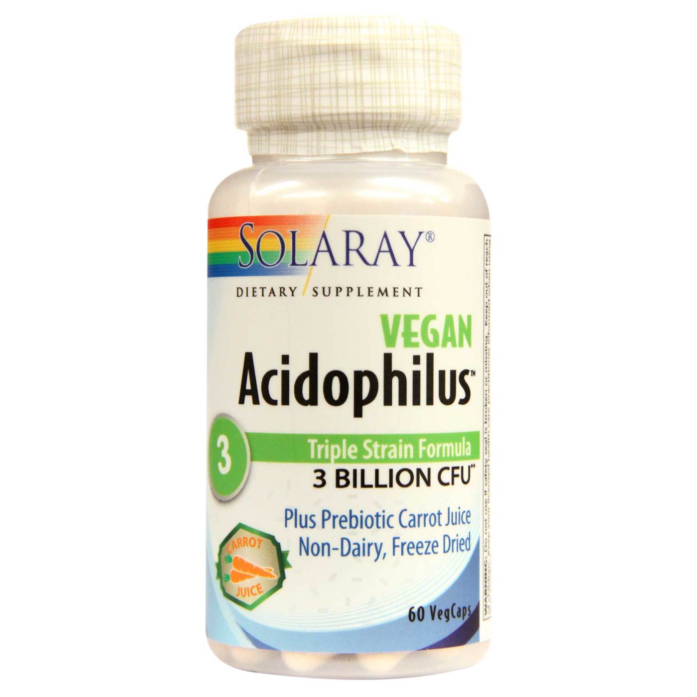 Comprar Solaray, Prebiótico Acidophilus 3 bilhões CFU - 60 Cápsulas