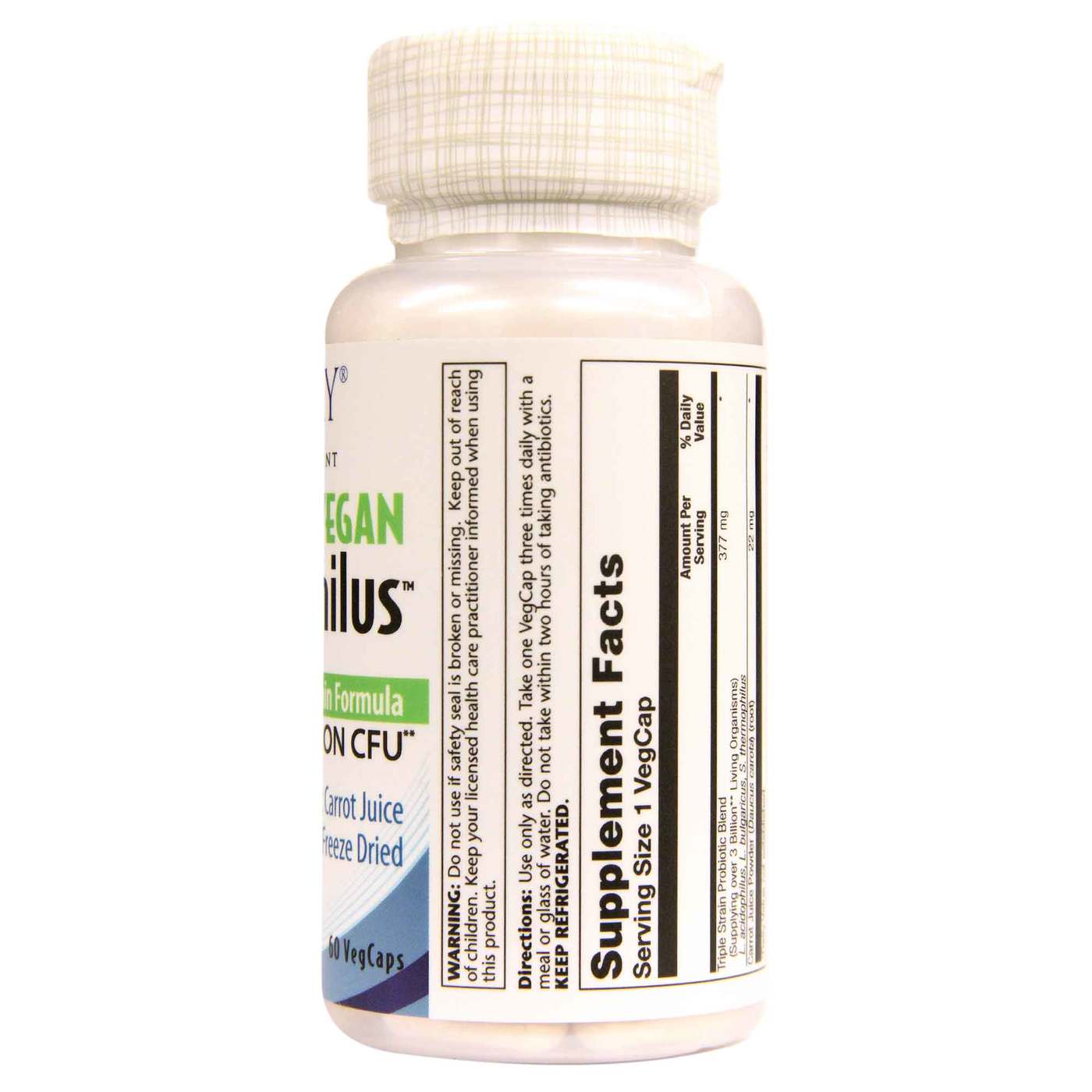 Comprar Solaray, Prebiótico Acidophilus 3 bilhões CFU - 60 Cápsulas - Imagem 2