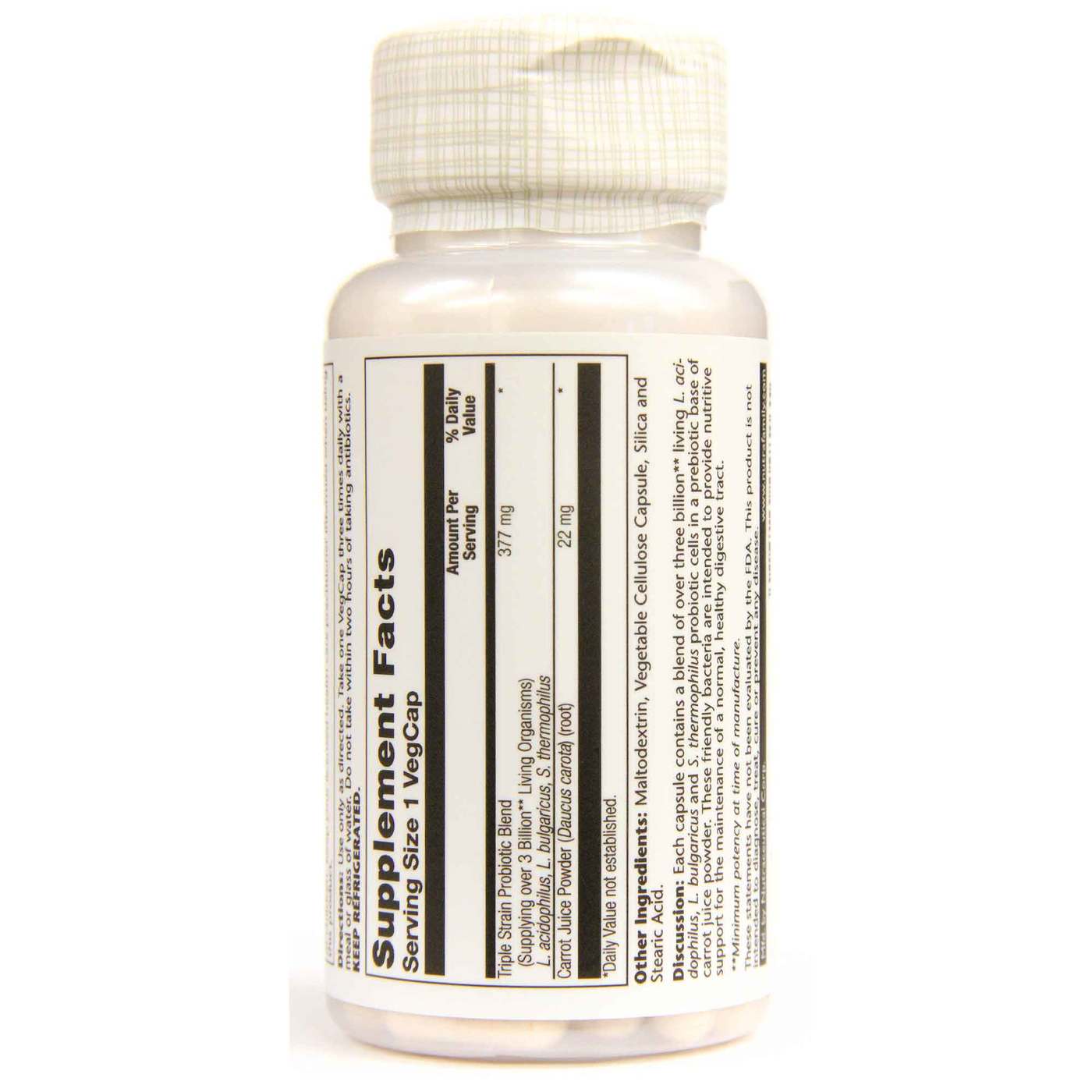 Comprar Solaray, Prebiótico Acidophilus 3 bilhões CFU - 60 Cápsulas - Imagem 3