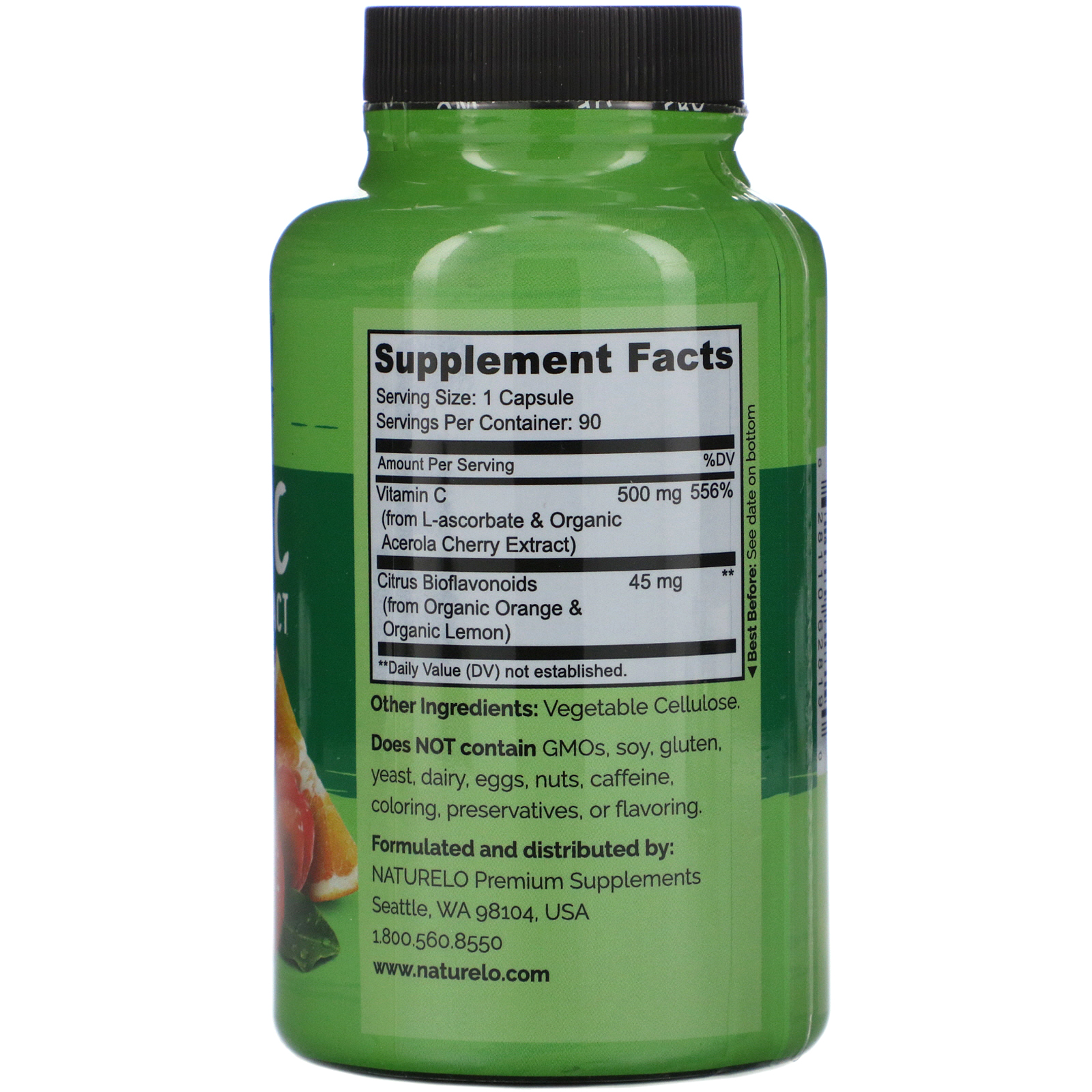 Comprar NATURELO, Vitamin C, Acerola Cherry Extract with Citrus Bioflavonoids, 90 Time Release Capsules - Imagem 2