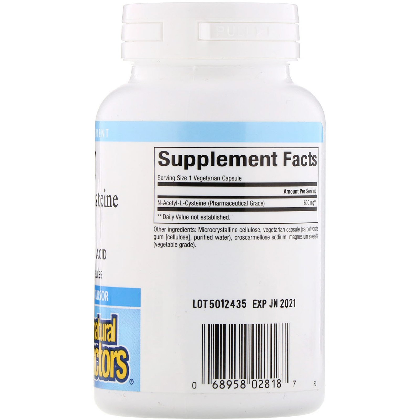 Comprar Natural Factors, NAC N-Acetyl-L-Cysteine, 600 mg, 60 Vegetarian Capsules - Imagem 2