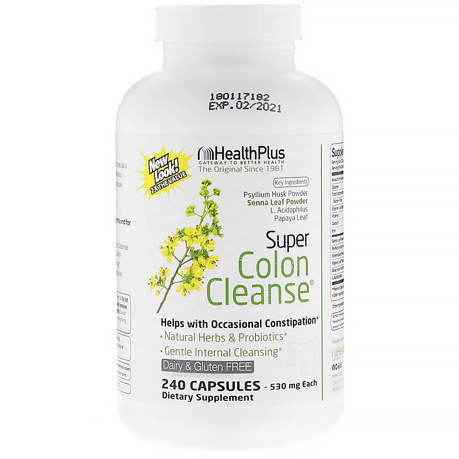 Comprar Health Plus, Super Colon Cleanse, 530 mg, 240 Cápsulas