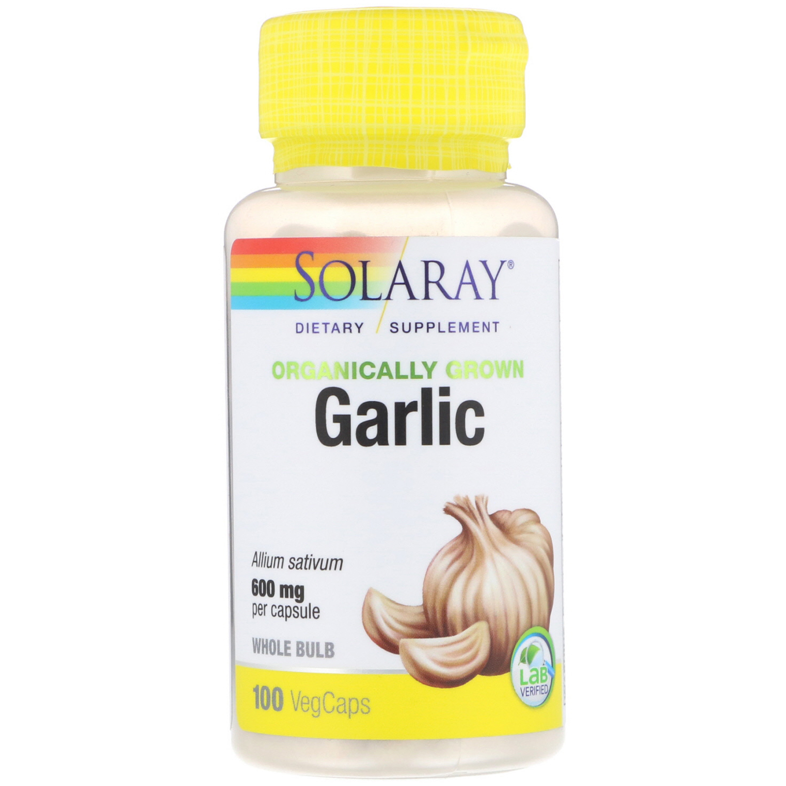 Comprar Solaray, Alho Cultivado Organicamente, 600 mg, 100 Cápsulas Vegetais