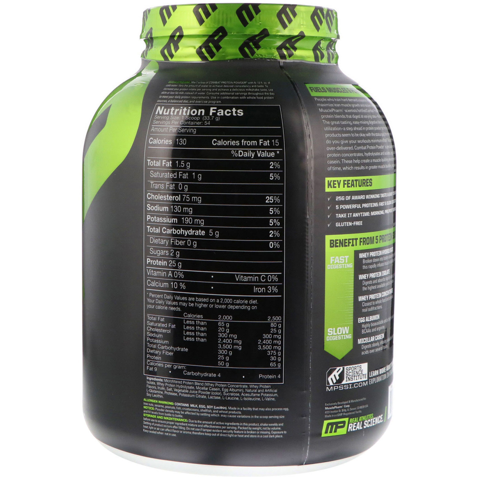 Comprar MusclePharm, Pó de Proteína de Combate, Bagas Triplas, 4 lbs (1814 g) - Imagem 2