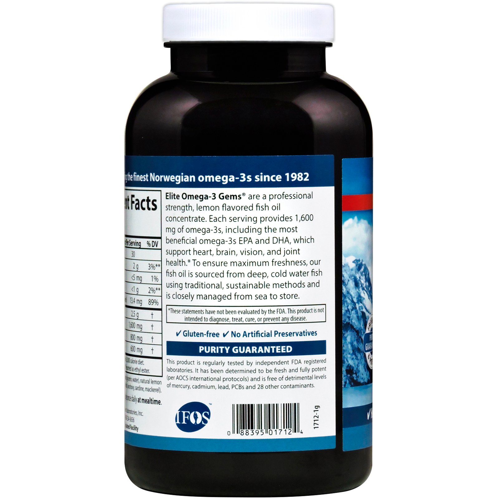 Comprar Carlson Labs, Peixe Selvagem, Elite Omega-3 Gems, Sabor Natural de Limão, 1600 mg, 180 Cápsulas de Softgel - Imagem 3
