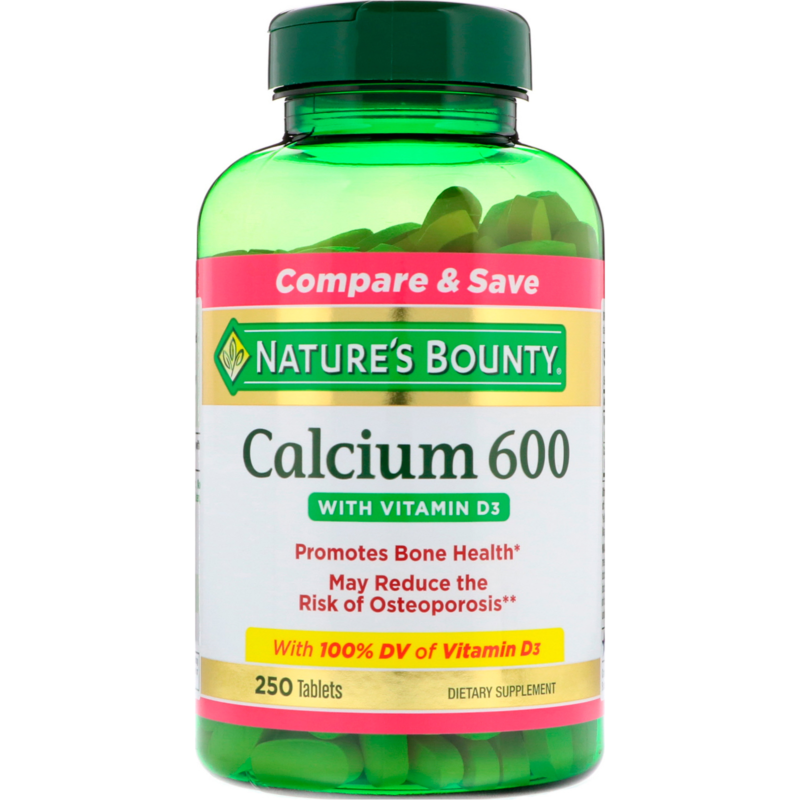 Comprar Nature's Bounty, Cálcio 600 com Vitamina D3, 250 Cápsulas
