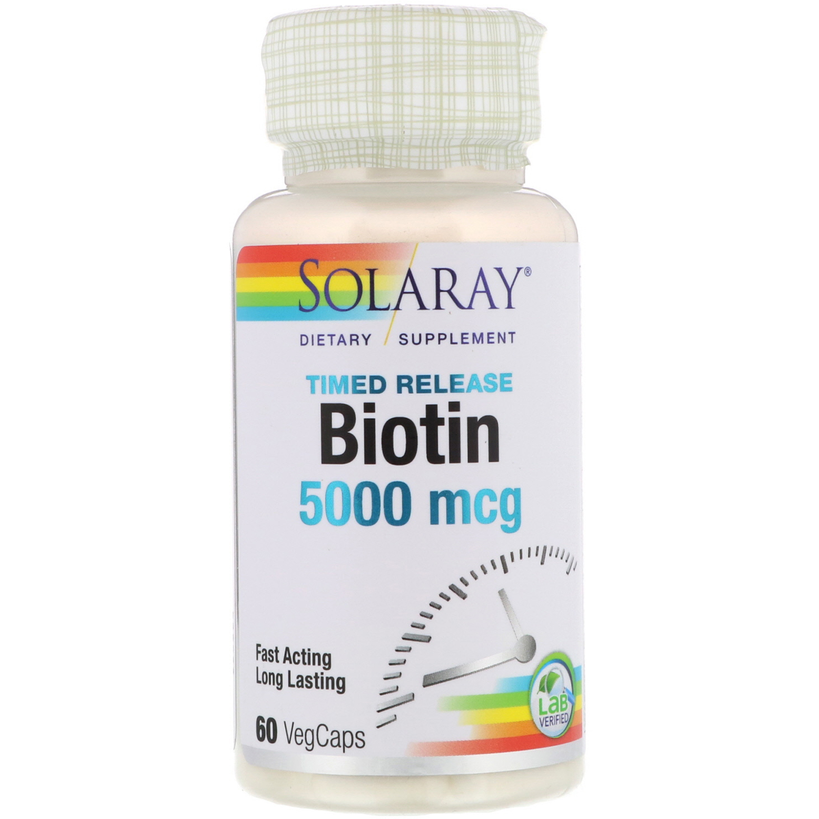 Comprar Solaray, Biotina, 5.000 mcg, 60 Cápsulas Vegetarianas