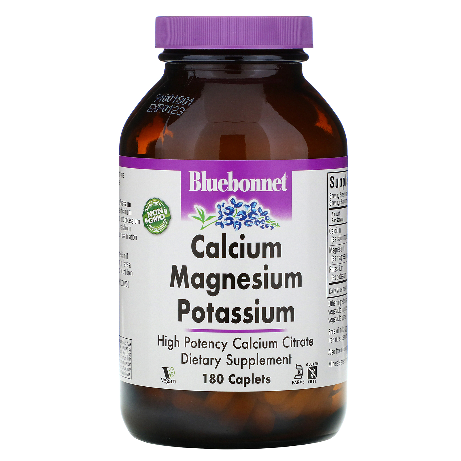 Comprar Bluebonnet Nutrition, Potássio de Magnésio de Cálcio, 180 Cápsulas