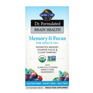 Comprar Garden of Life, Dr. Formulated Brain Health, Memória e Concentração Para Adultos Acima dos 40 Anos, 60 Comprimidos de Origem Vegetal