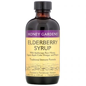 Comprar Honey Gardens, Xarope de Sabugueiro com Mel Puro Apiterapêutico, Própolis e Sabugo, 120 ml (4 fl oz)