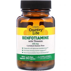 Comprar Country Life, Benfotiamine with Thiamin, 150 mg, 60 Vegan Capsules