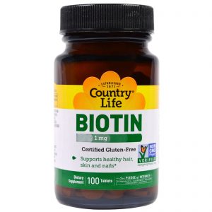 Comprar Country Life, Biotina, 1 mg, 100 tabletes