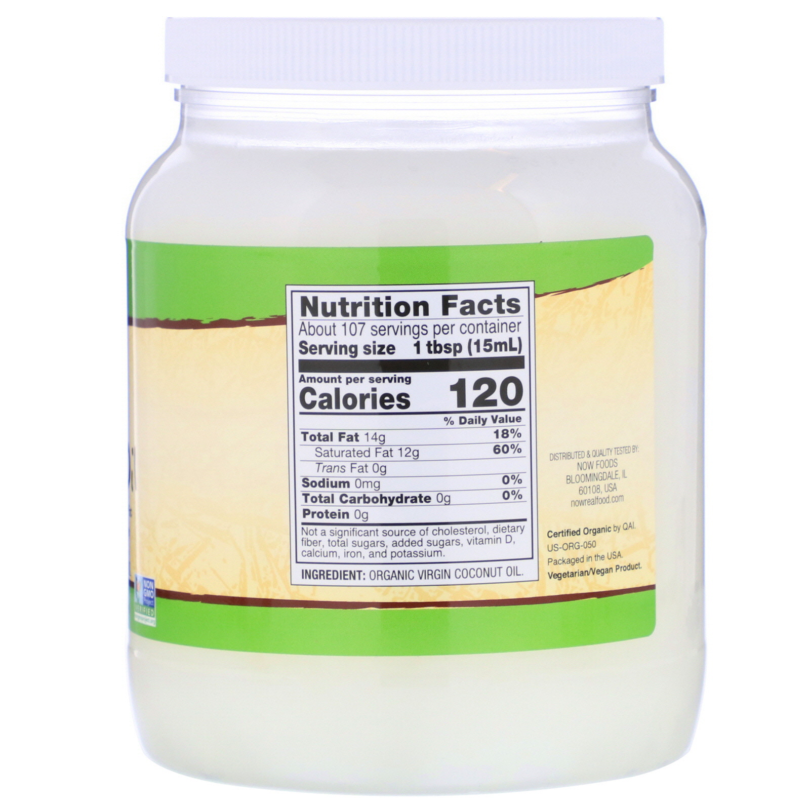 Comprar Now Foods, Óleo de Coco Virgem Orgânico, 1,6 L (54 fl oz) - Imagem 2