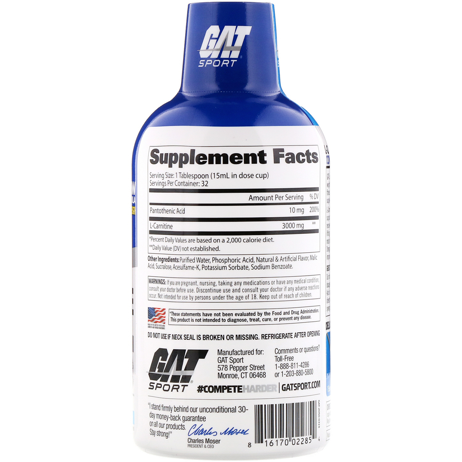 Comprar GAT, L-Carnitine, Amino Acid, Mixed Berry, 3,000 mg, 16 oz (473 ml) - Imagem 2