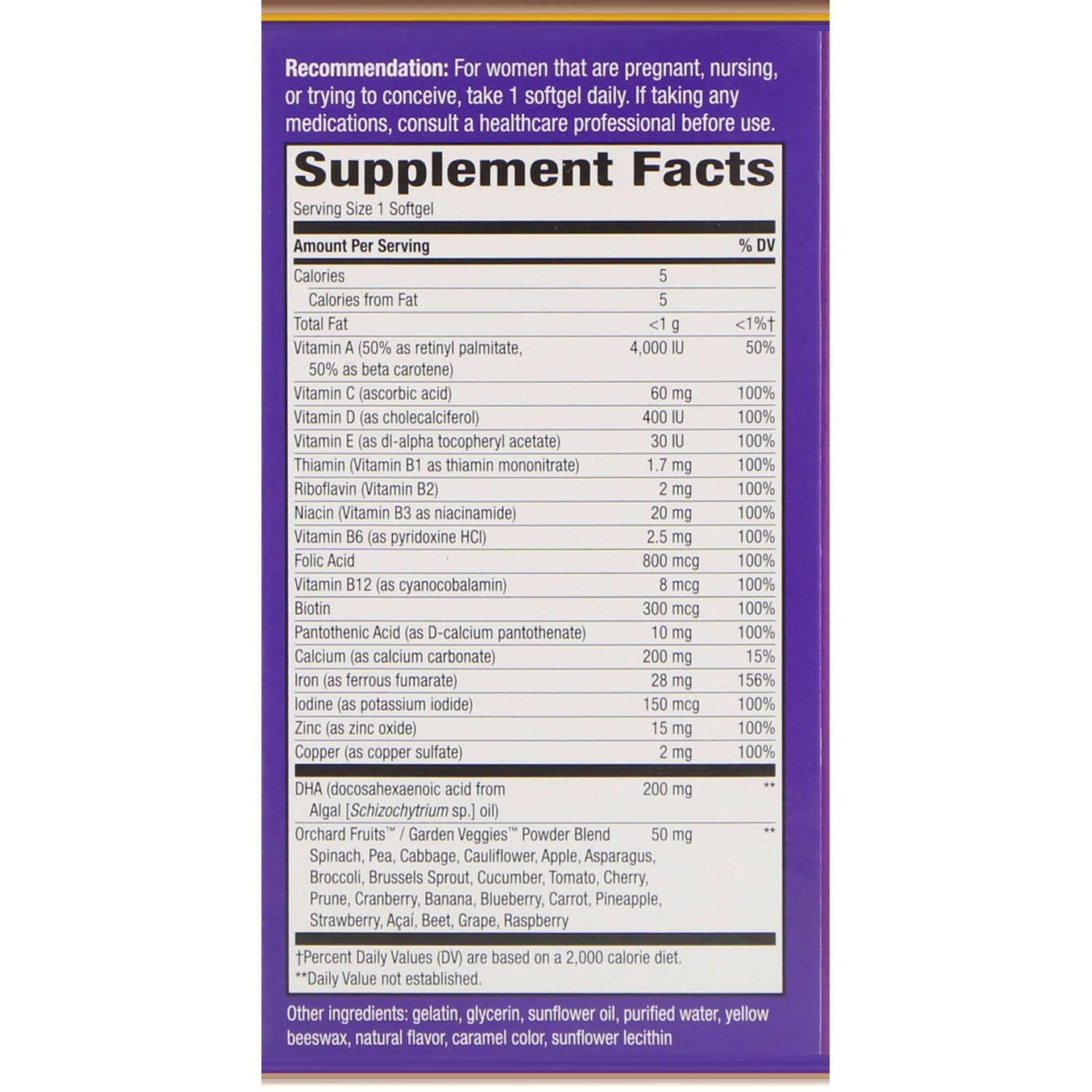 Comprar Nature's Way, Alive! Multivitamínico Pré-Natal com DHA Vegetal, Sabor Morango, 30 Cápsulas Gelatinosas - Imagem 2