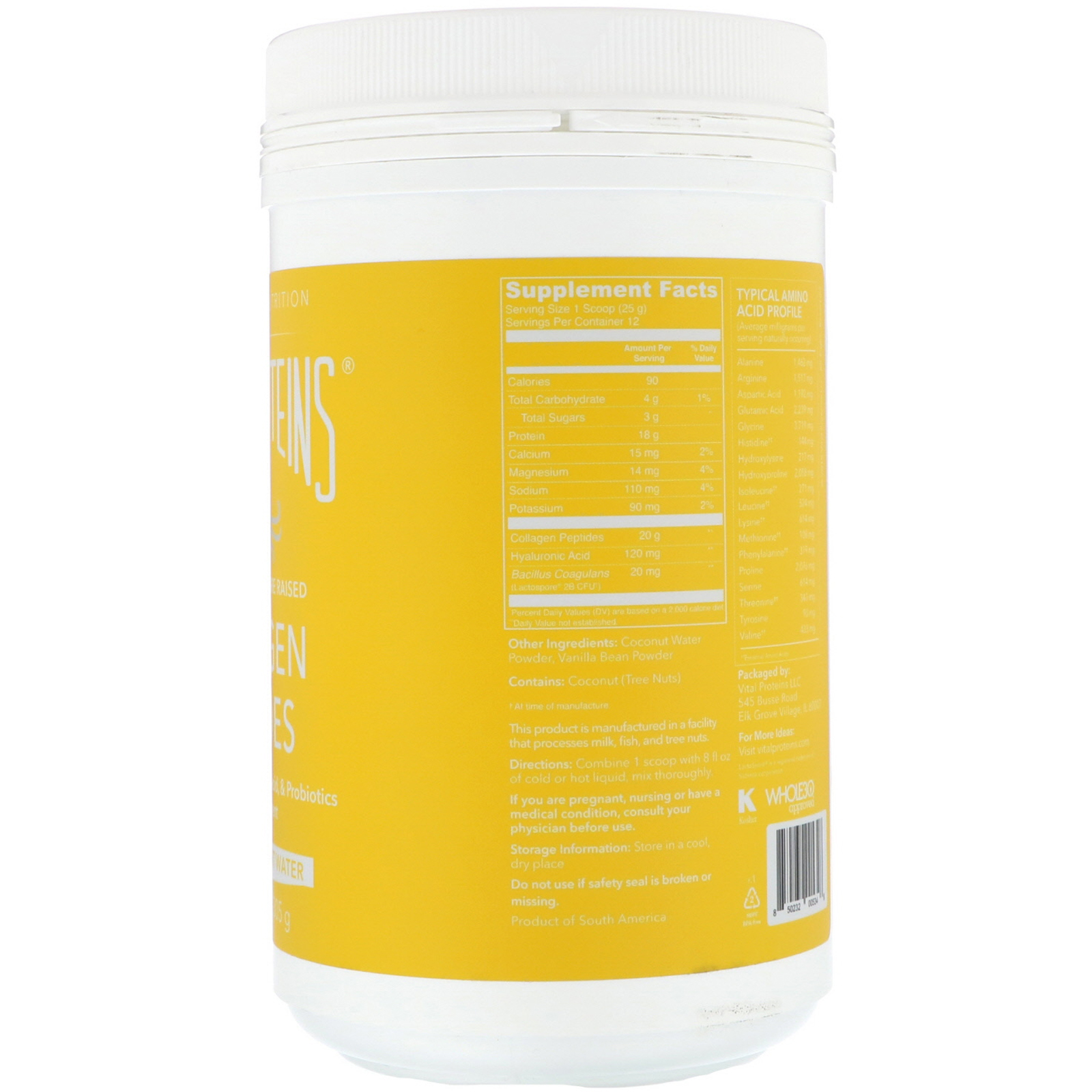 Comprar Vital Proteins, Peptídeos de Colágeno, Baunilha e Água de Coco, 305 g - Imagem 2