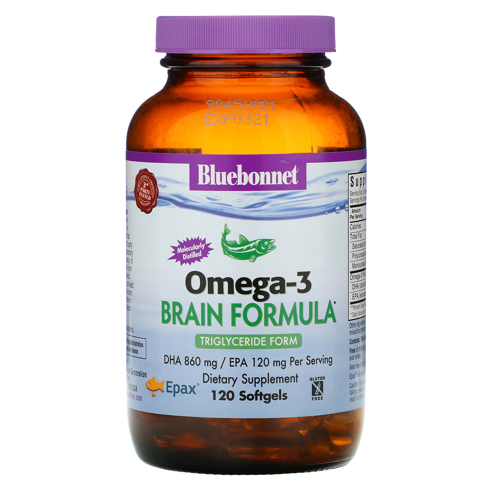 Comprar Bluebonnet Nutrition, Natural Omega-3 Brain Formula, 120 Softgels