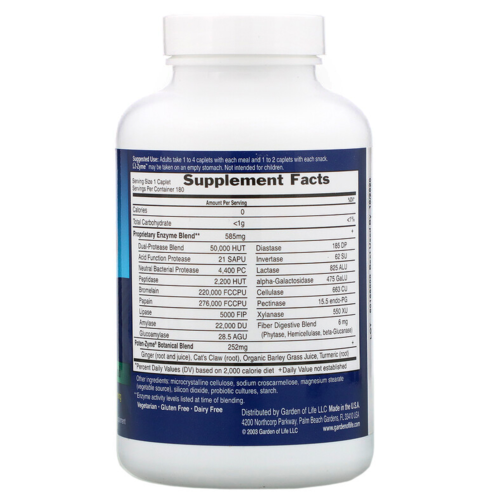 Comprar Garden of Life, Omega-Zyme, Digestive Enzyme Blend, 180 Vegetarian Caplets - Imagem 2