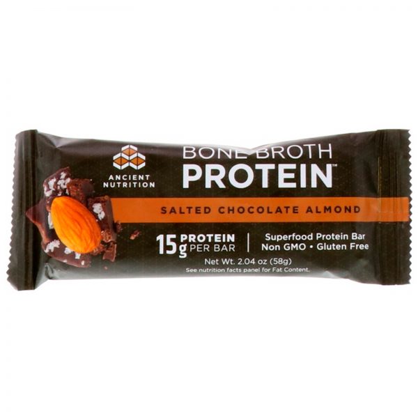 Comprar Dr. Axe / Ancient Nutrition, Barra de Proteína de Caldo de Osso, Chocolate e Amêndoa com Sal, 12 Barras, 58 g Cada - Imagem 4