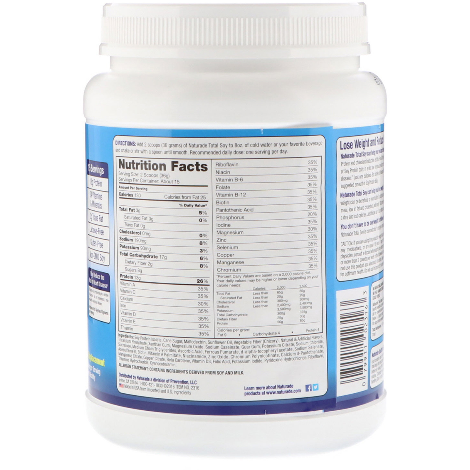 Comprar Naturade, Total Soy, Shake para Perda de Peso, Baunilha, 540 g (1,2 lb) - Imagem 2