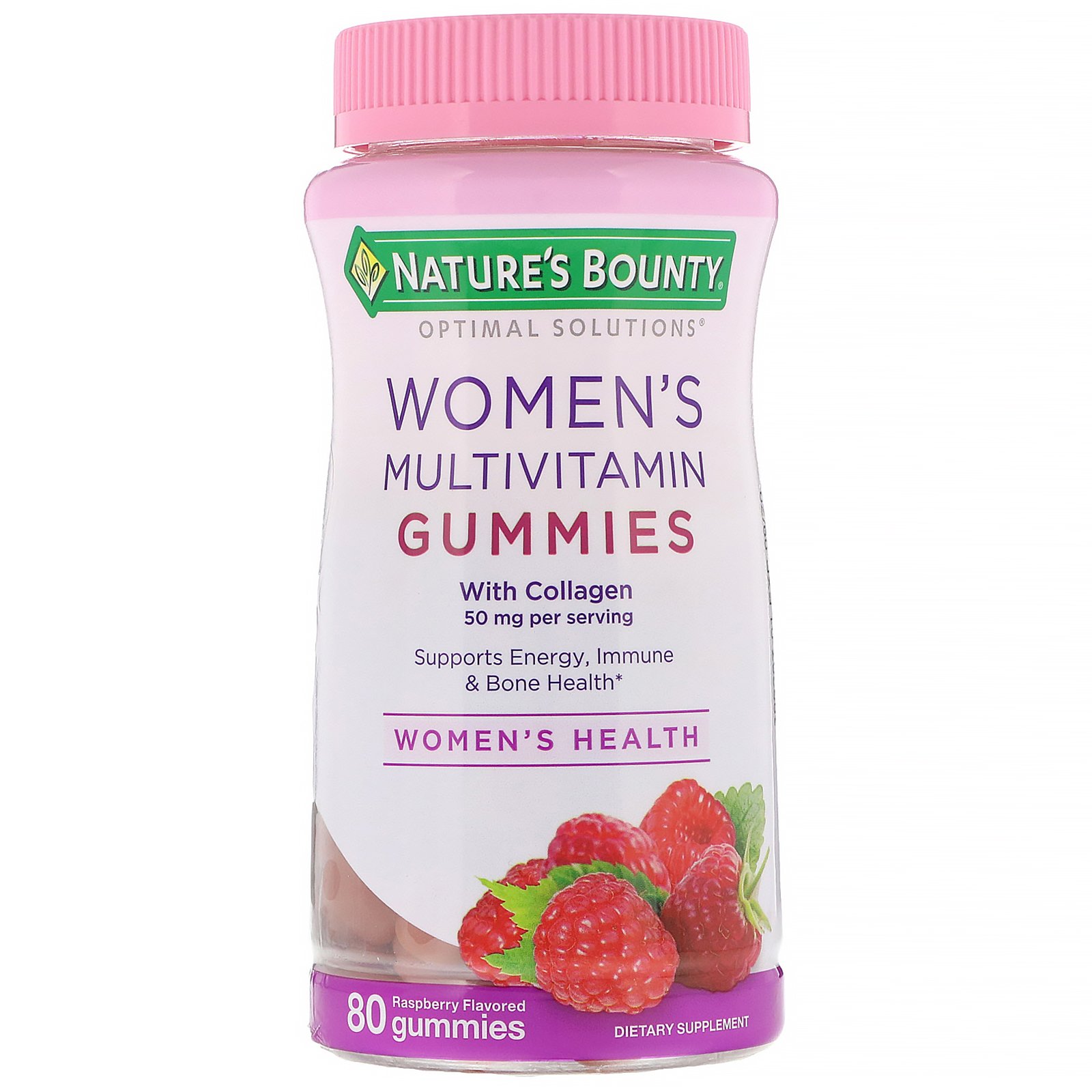 Comprar Nature's Bounty, Optimal Solutions, Gomas Multivitamínicas para Mulheres, Sabor de Framboesa, 80 Gomas