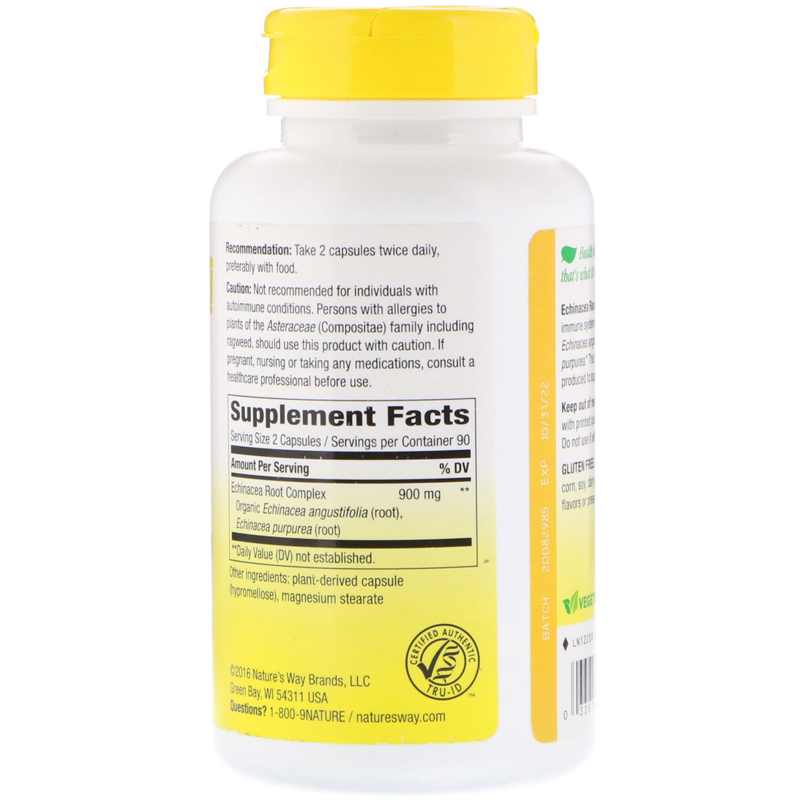 Comprar Nature's Way, Echinacea Root Complex, 450 mg, 180 Vegetarian Capsules - Imagem 2
