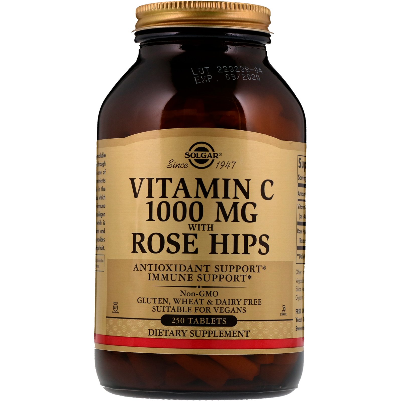 Comprar Solgar, Vitamina C com Frutos de Roseira, 1.000 mg, 250 Comprimidos