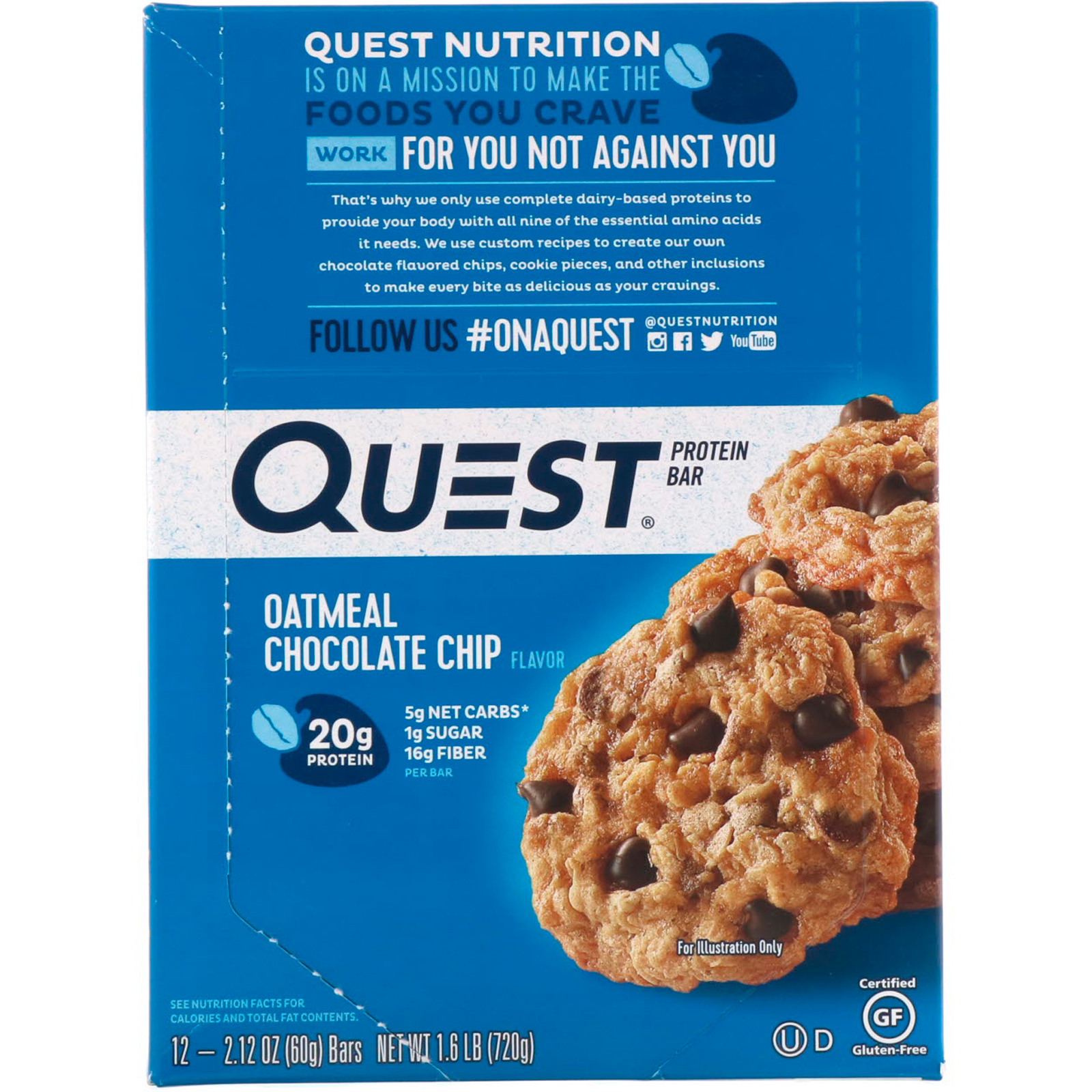 Comprar Quest Nutrition, Barra de Proteínas, Pedaços de Chocolate e Aveia, 12 Barras, 60 g (2,12 oz) Cada - Imagem 2