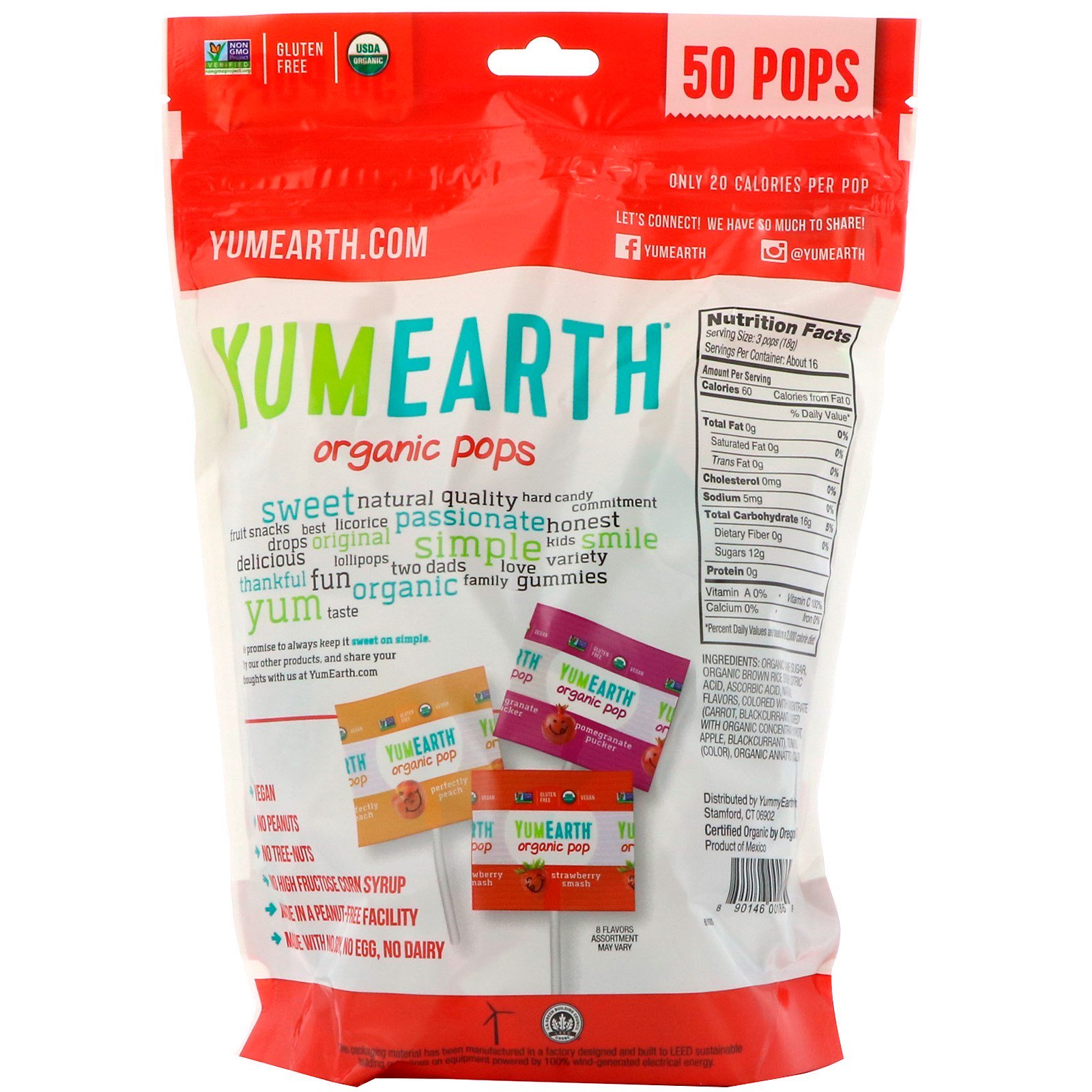Comprar YumEarth, Pirulitos Orgânicos, Sabores Variados, 50 Pirulitos, 348,7 g (12,3 oz) - Imagem 2