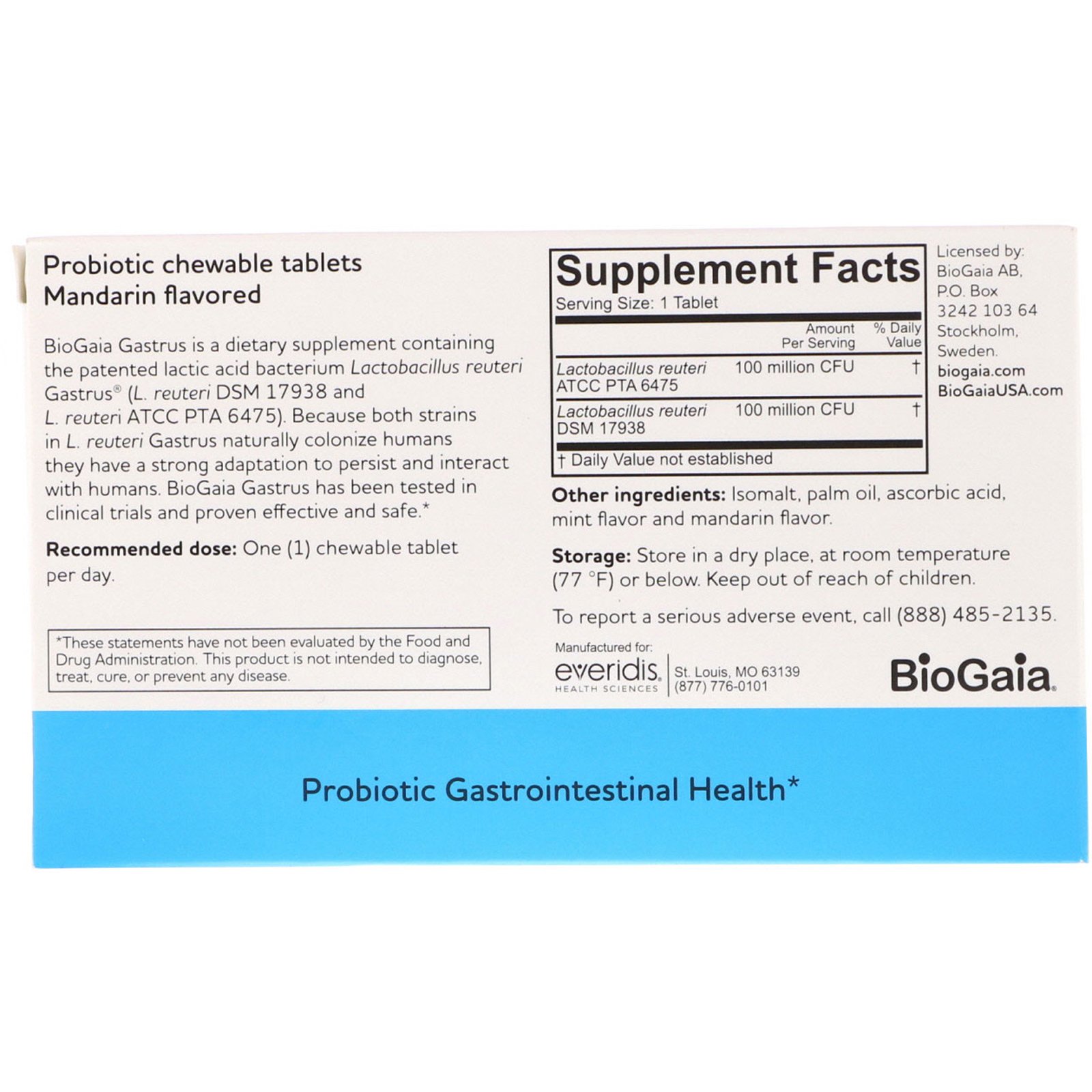 Comprar BioGaia, Gastrus, For GI Tract, Sabor Tangerina, 30 Comprimidos Mastigáveis - Imagem 2