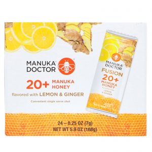 Comprar Manuka Doctor, Fusion 20+ Manuka Honey, Lemon & Ginger, 24 Sachets, 0.25 oz (7 g) Each