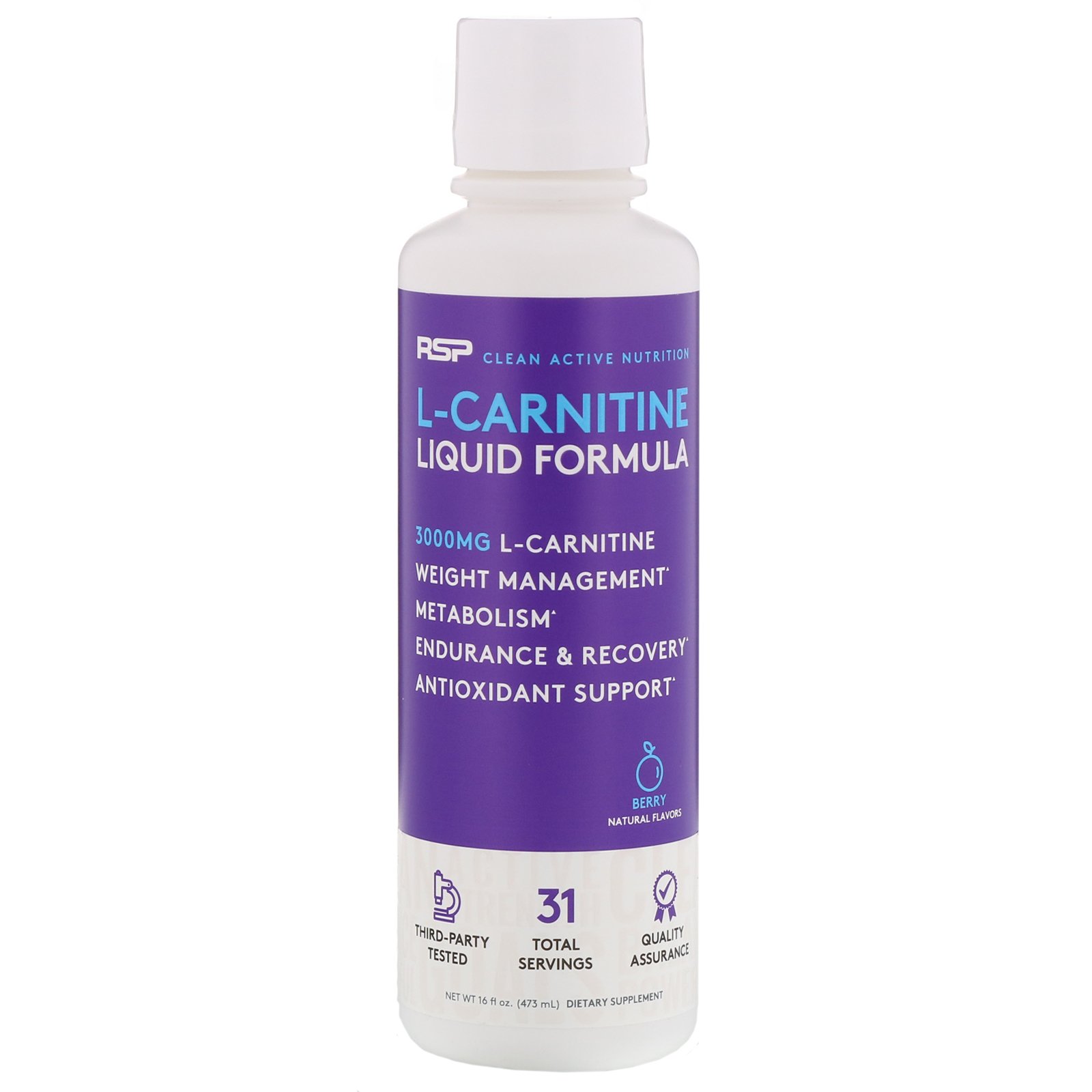 Comprar RSP Nutrition, L-Carnitina, Fórmula Líquida, Baga, 3.000 mg, 473 ml (16 fl oz)