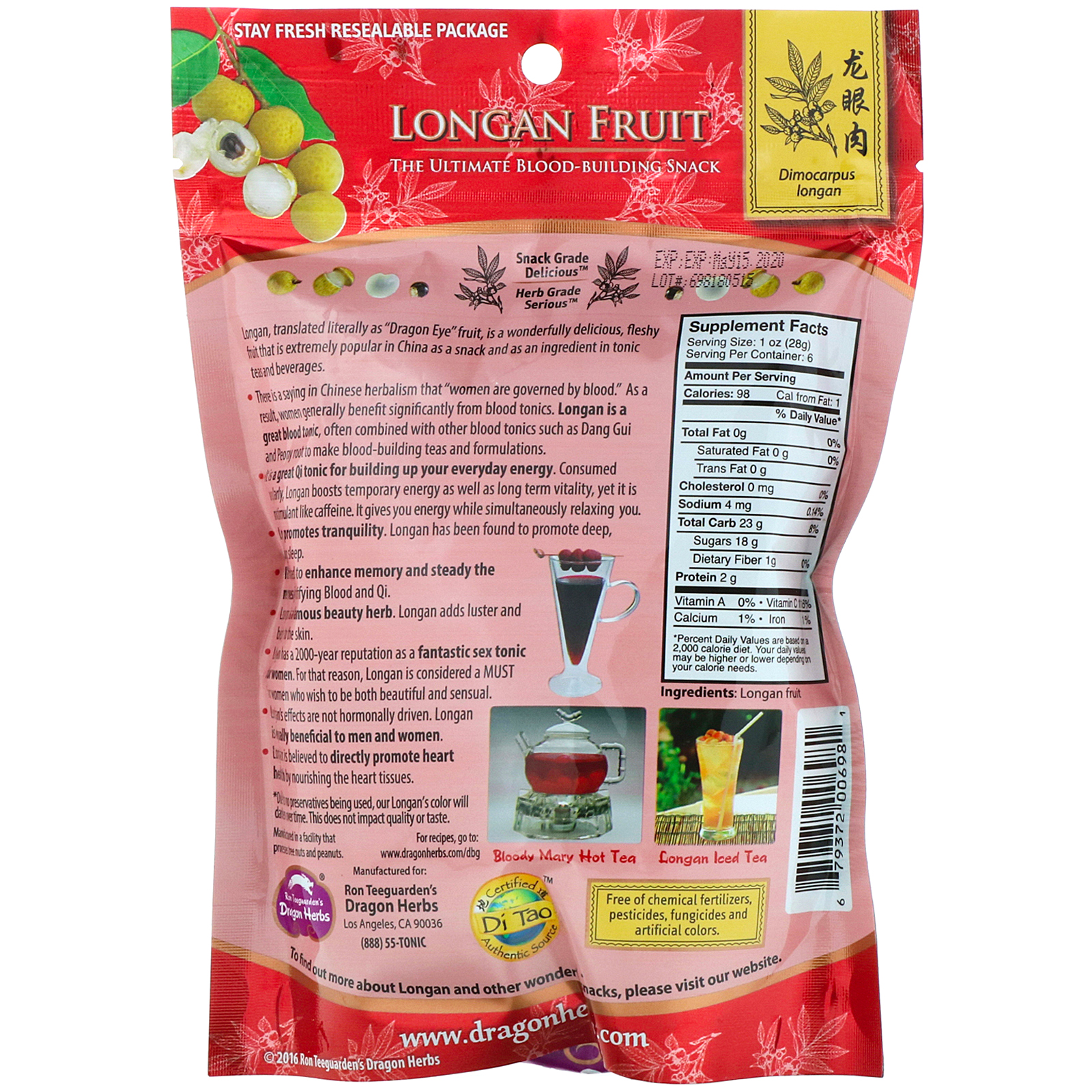 Comprar Dragon Herbs, Fruta Olhos de Dragão, 6 onças (170 g) - Imagem 2