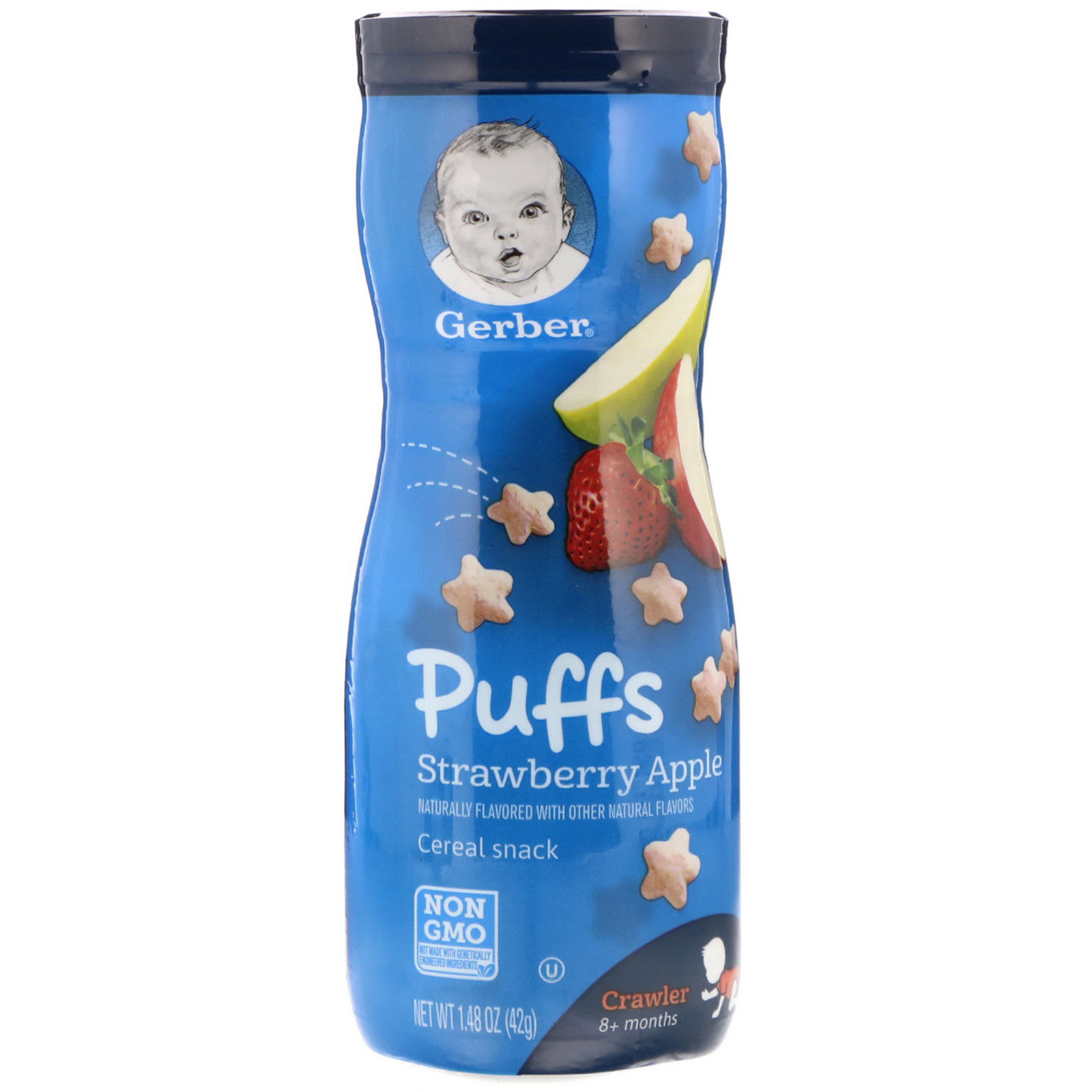 Comprar Gerber, Puffs, Lanche de Cereal, Acima de 8 Meses, Morango e Maçã, 42 g (1,48 oz)